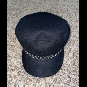 Hot Topic Black Silver Chain Fisherman Hat